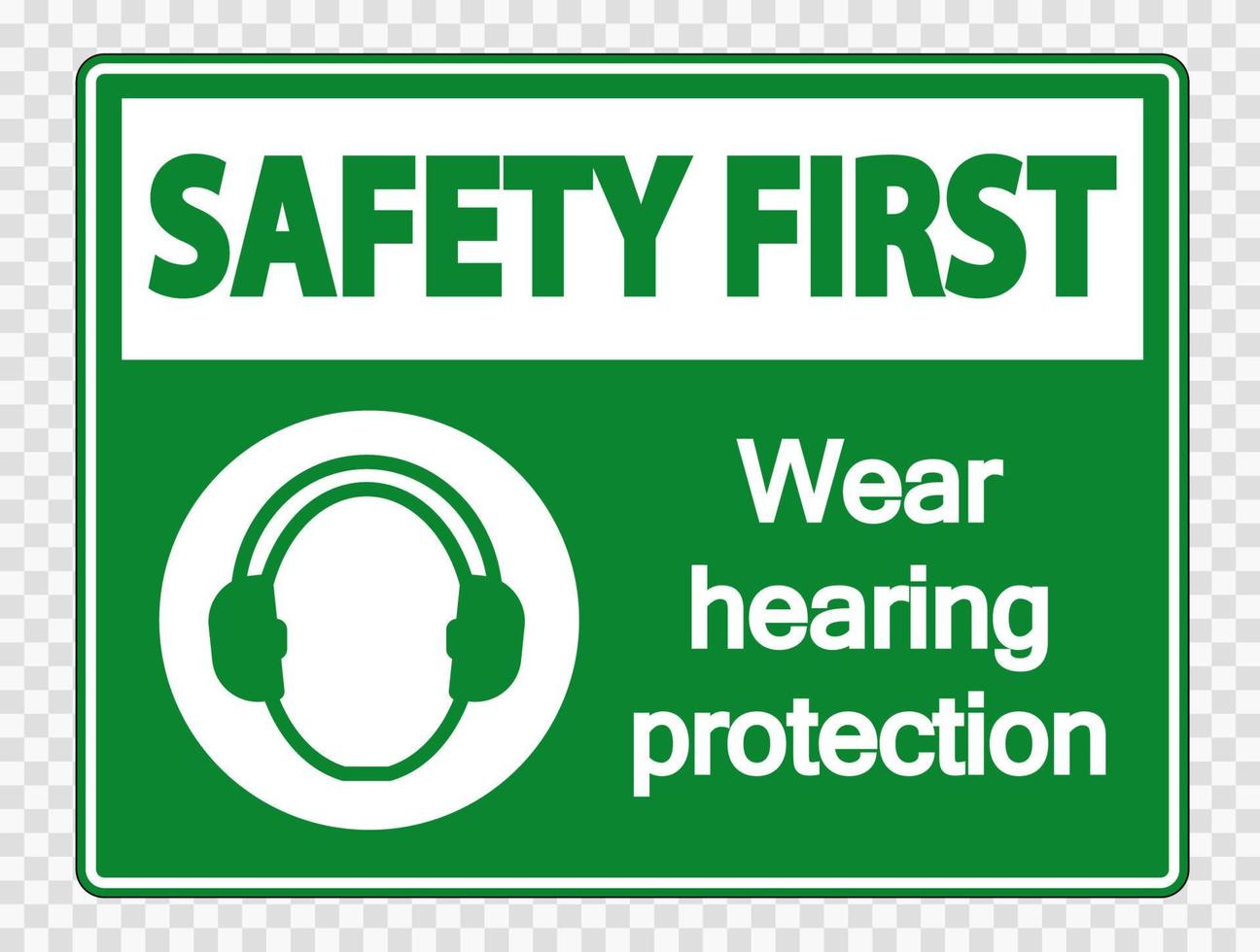 la sicurezza prima di indossare la protezione dell'udito su sfondo trasparente vettore