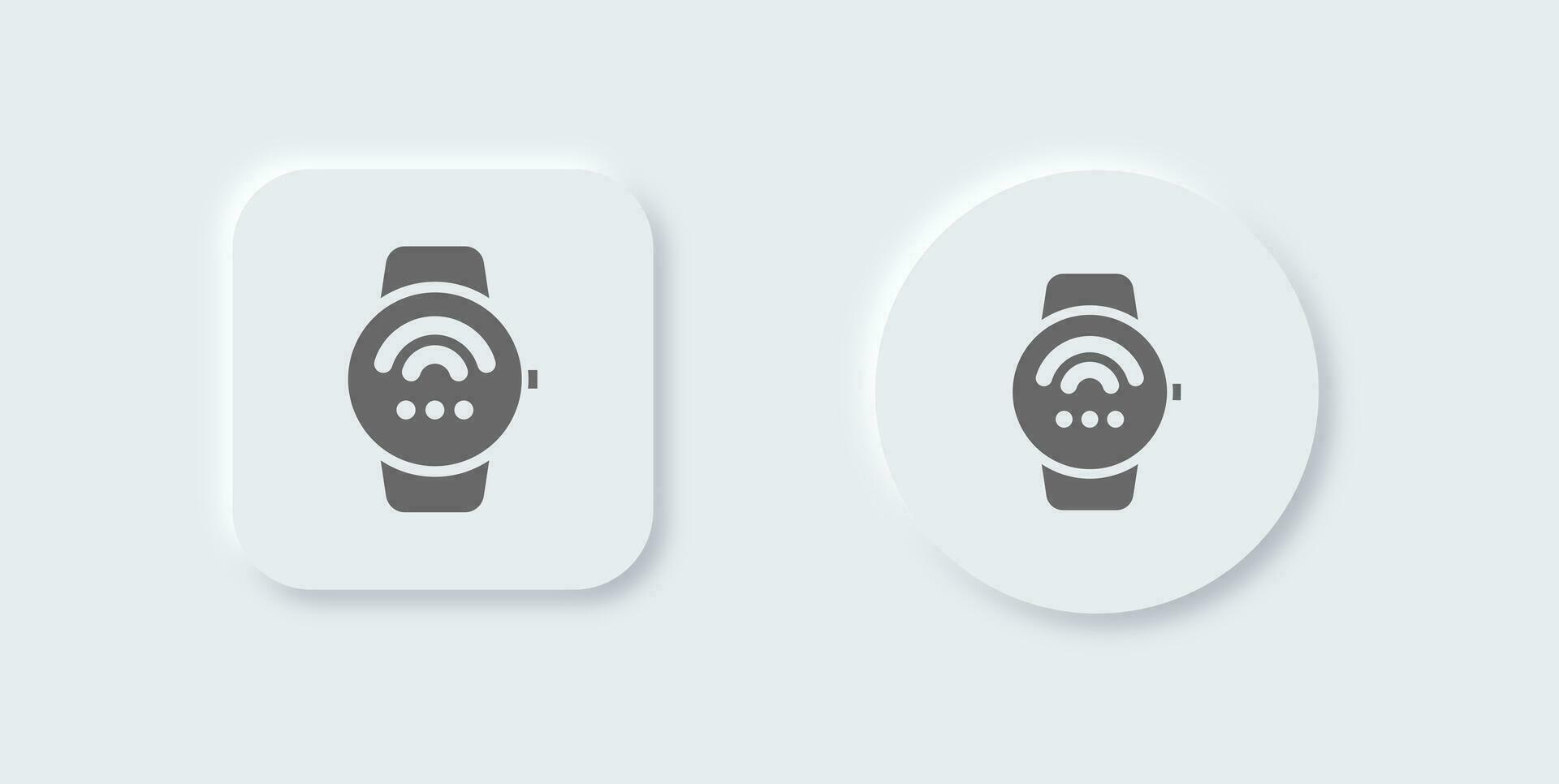 Collegare orologio intelligente solido icona nel neomorfo design stile. inteligente dispositivo segni vettore illustrazione.