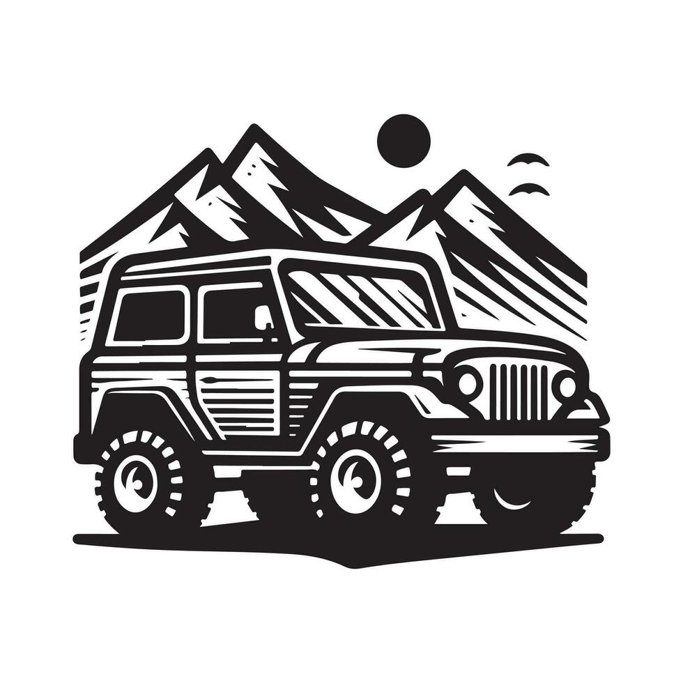 rustico mano disegnato logo illustrazione di via strada auto vettore