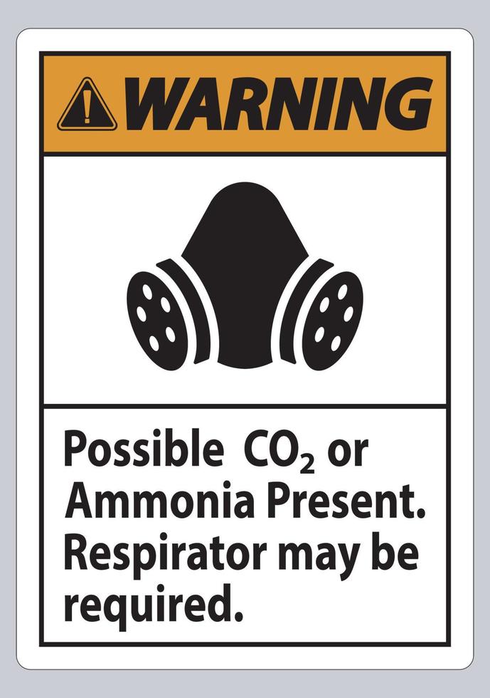 segnale di avvertimento dpi possibile presenza di co2 o ammoniaca, potrebbe essere necessario un respiratore vettore