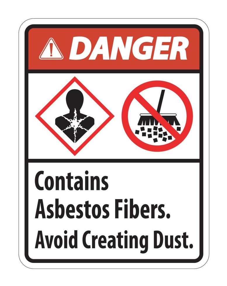l'etichetta di pericolo contiene fibre di amianto, evitare di creare polvere vettore