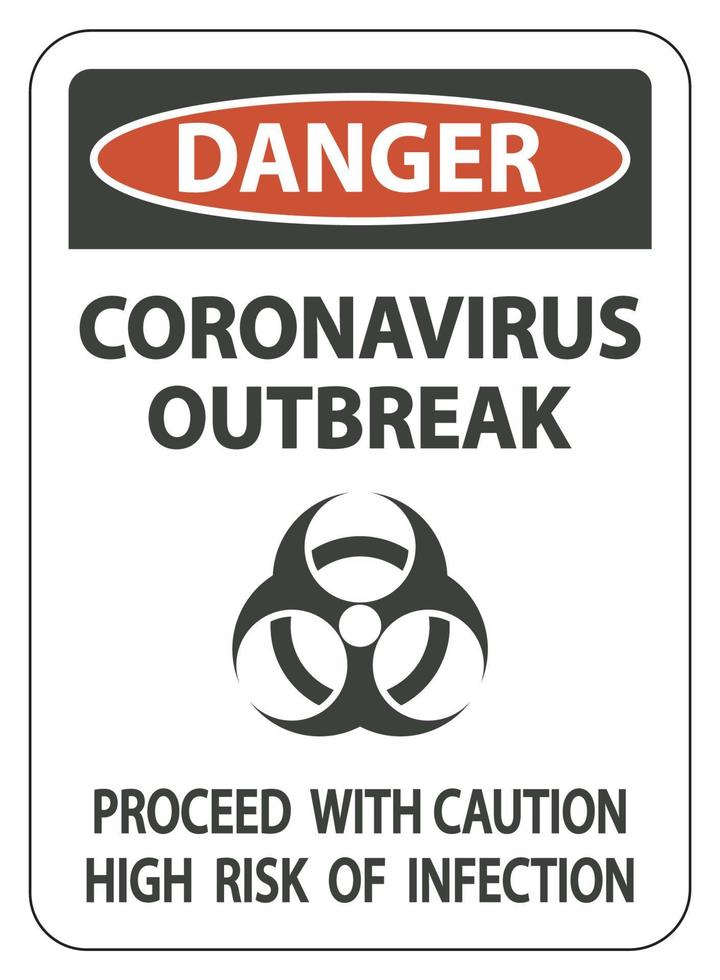pericolo focolaio di coronavirus isolato su sfondo bianco, illustrazione vettoriale