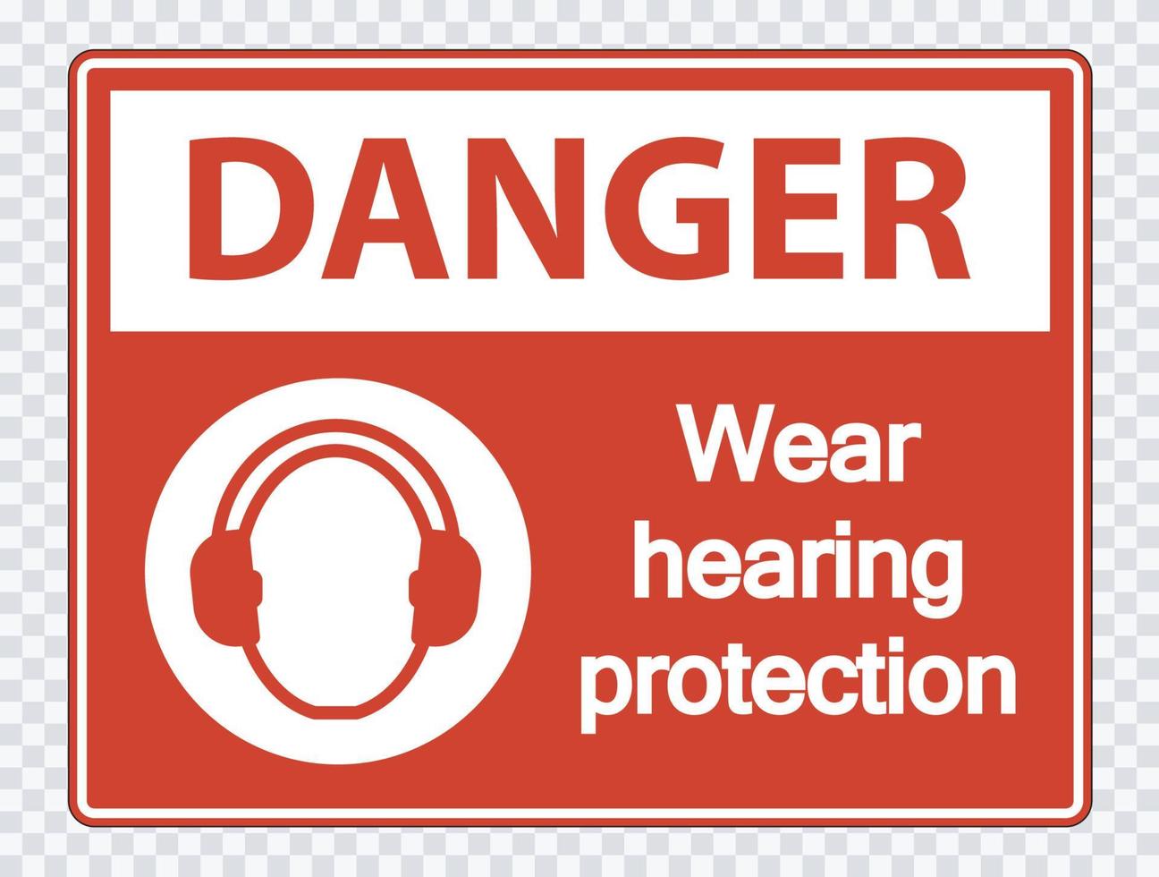pericolo indossare protezioni acustiche su sfondo trasparente vettore
