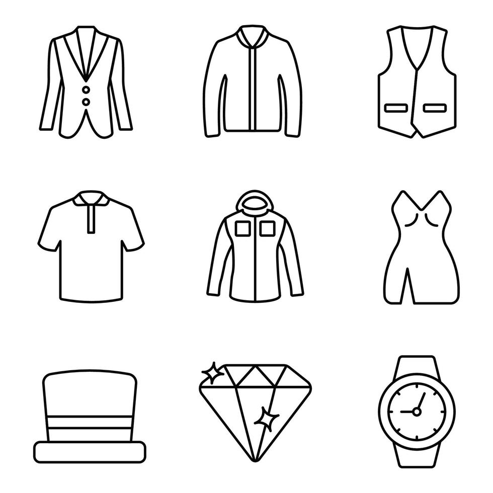 set di icone della linea di moda e abbigliamento vettore
