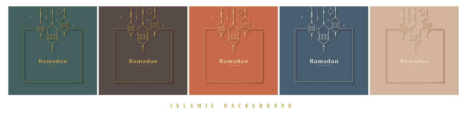 Ramadan telaio carta e sociale media sfondo. islamico sfondo vettore