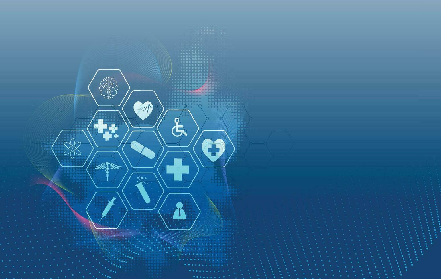 modello di icona di assistenza sanitaria progettazione del fondo di concetto di innovazione medica vettore