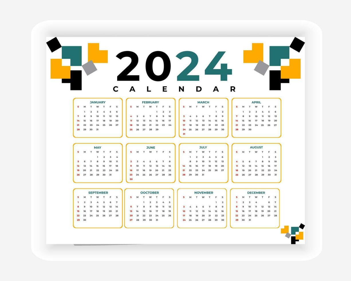 vettore colorato 2024 calendario design