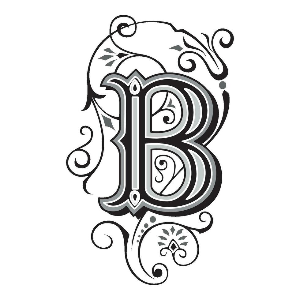 arte toscani iniziale caps font capitale lettera B vettore design