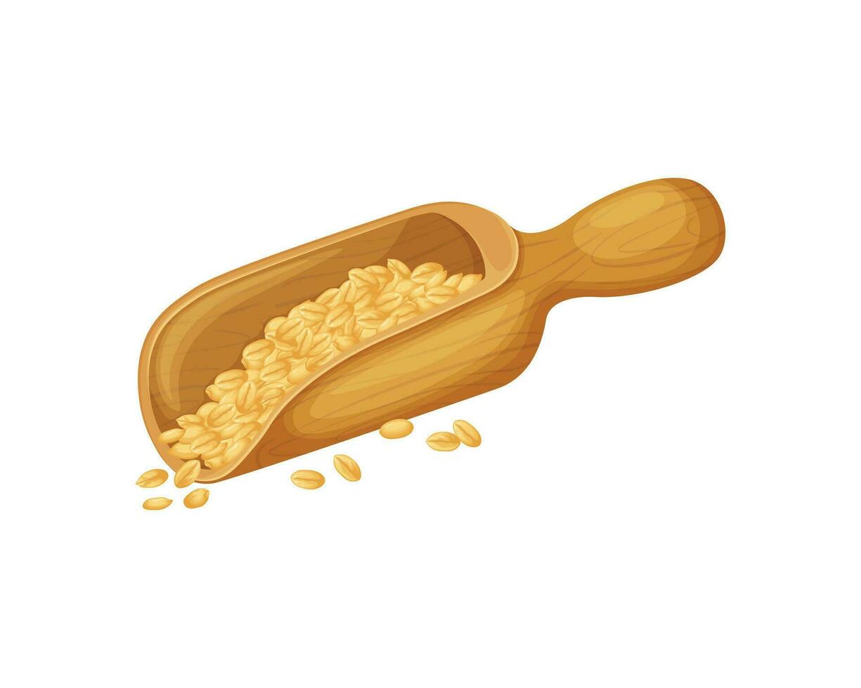 Grano. Grano cereali nel un' di legno notizia in anticipo. un' grande di legno notizia in anticipo con Grano grani. vettore illustrazione isolato su un' bianca sfondo