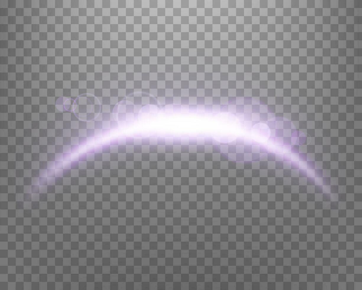 viola Magia arco con luce del sole lente bagliore. neon realistico energia bagliore arco. astratto leggero effetto vettore illustrazione.