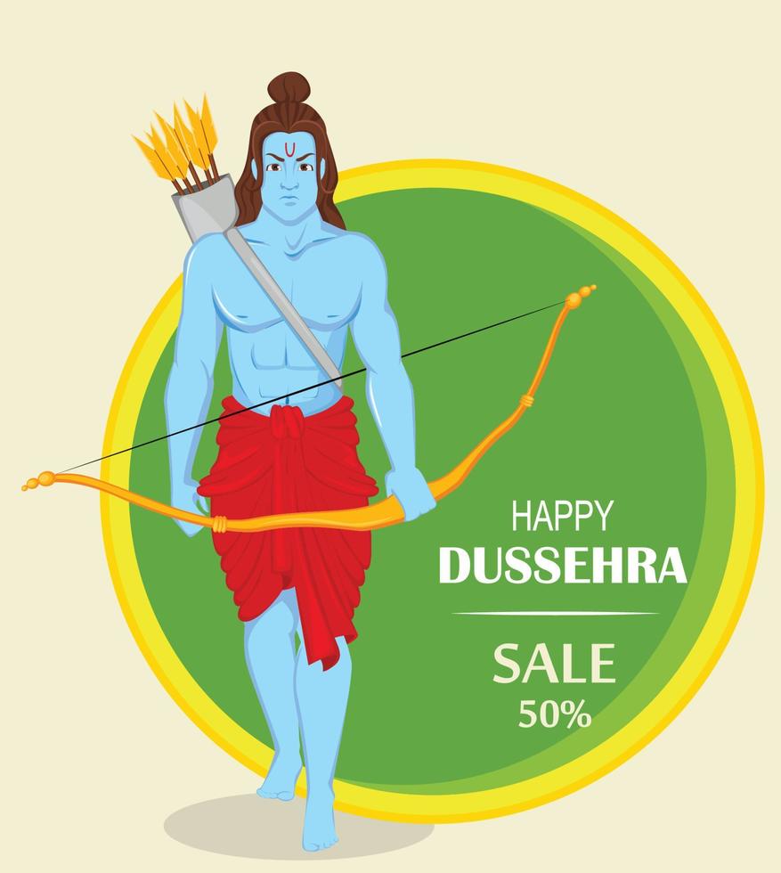 signore rama con arco e frecce per dussehra navratri festival dell'india. banner o poster in vendita. vettore