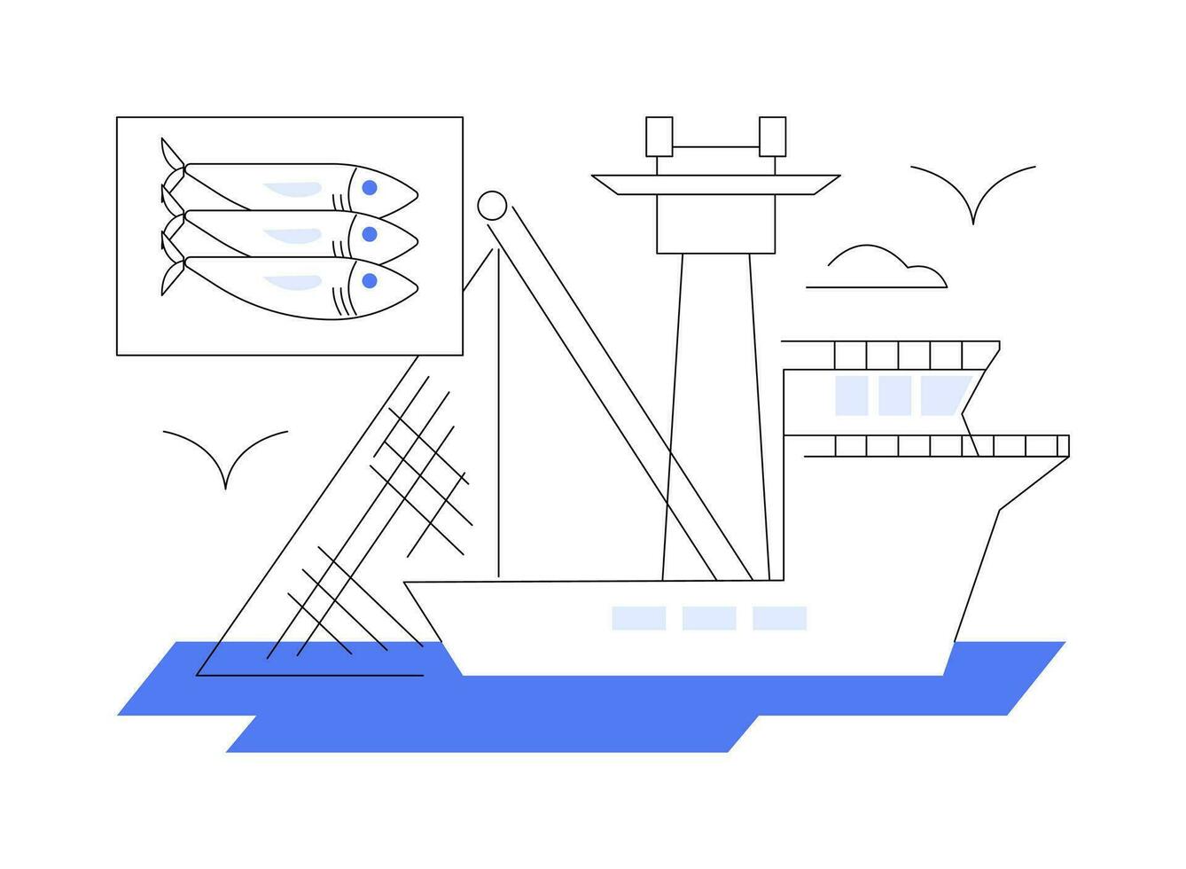 industriale pesca barca astratto concetto vettore illustrazione.