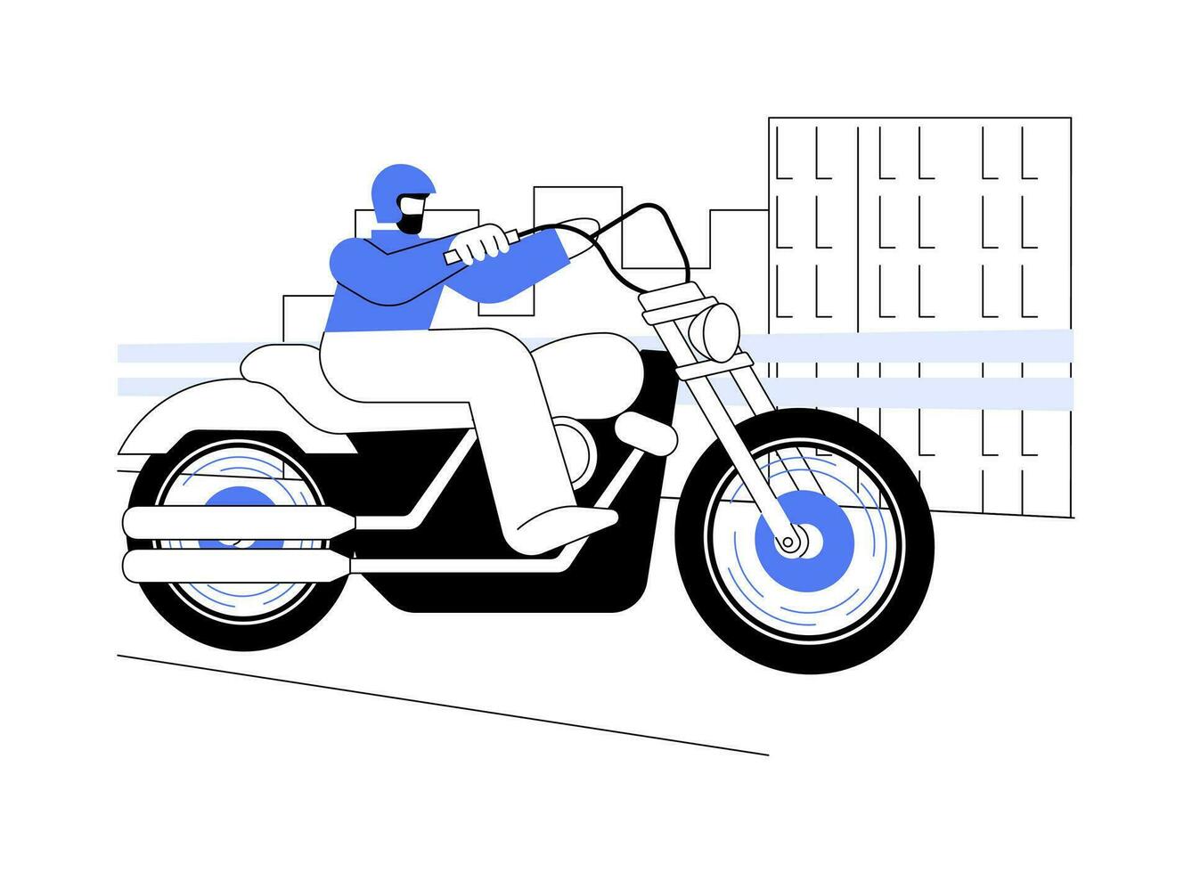 guida motociclo nel il città astratto concetto vettore illustrazione.