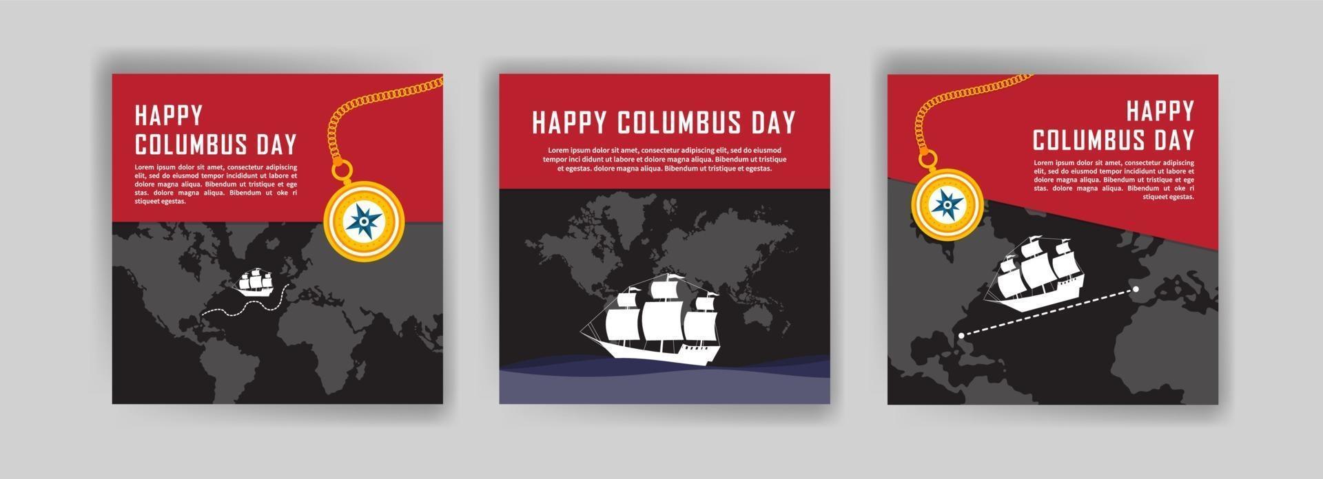 buon giorno di Colombo. modello di post sui social media per il Columbus Day. vettore
