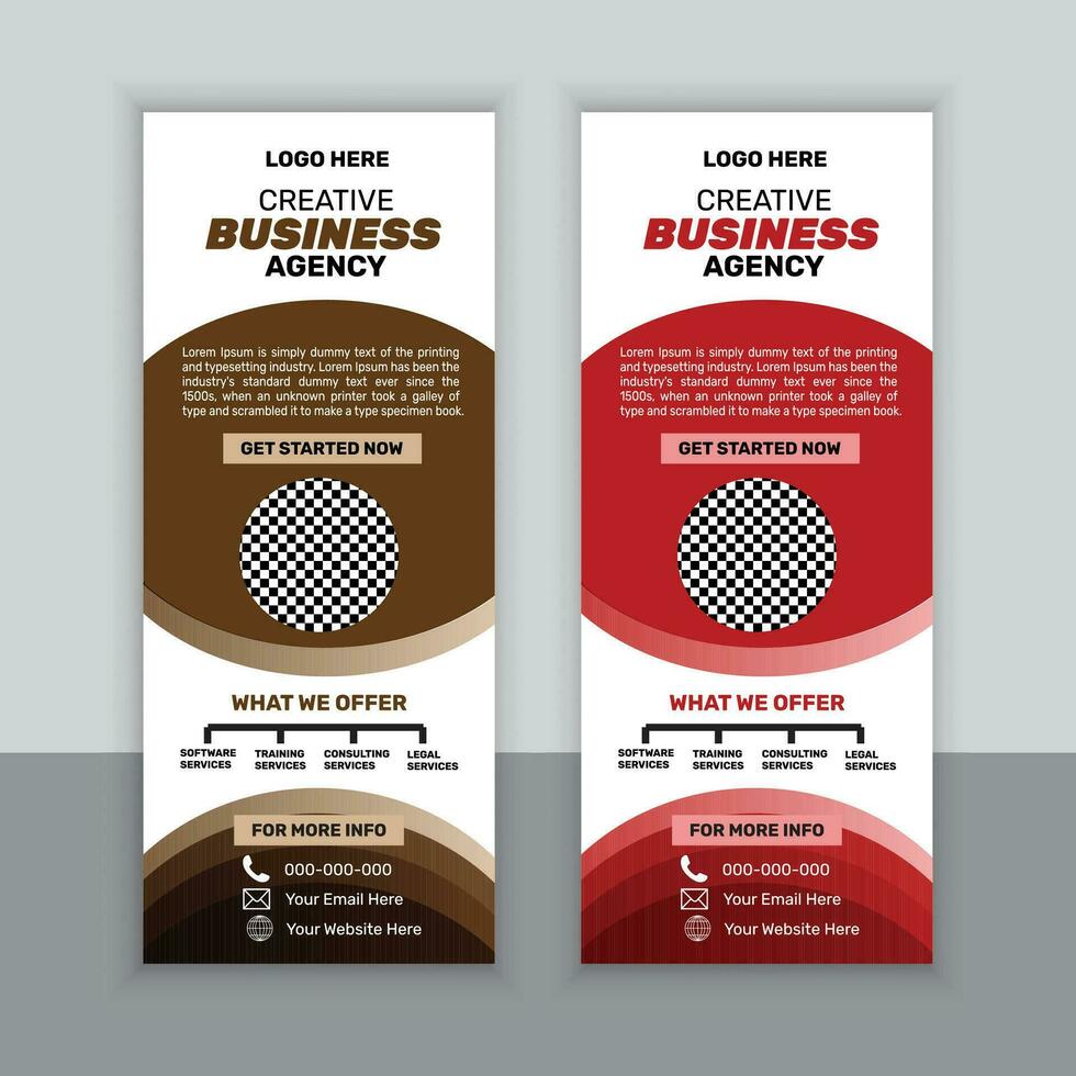 business creativo roll up banner design vettore