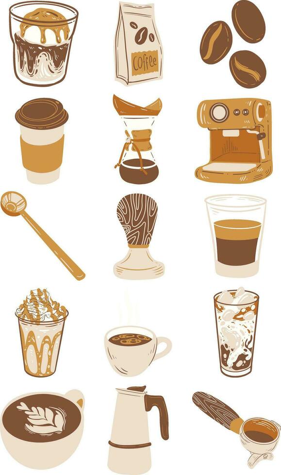 calma e freddo caffè illustrazione impostato vettore