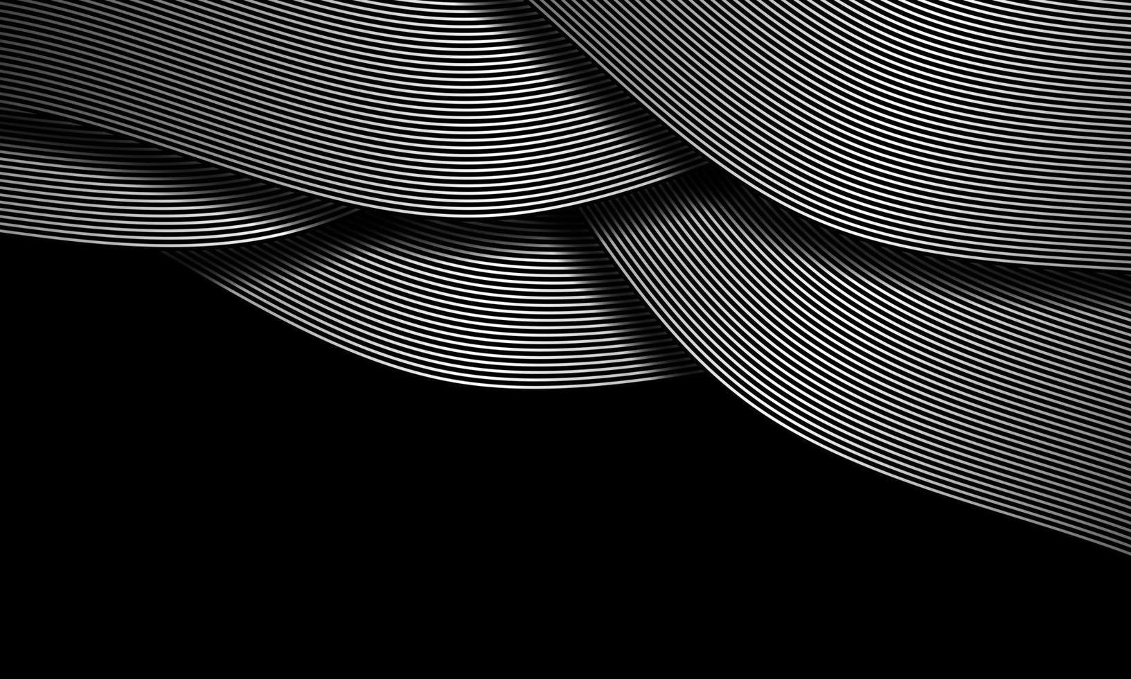 la linea di nastro d'argento nera astratta si sovrappone al modello di lusso design creativo sfondo texture vettoriale