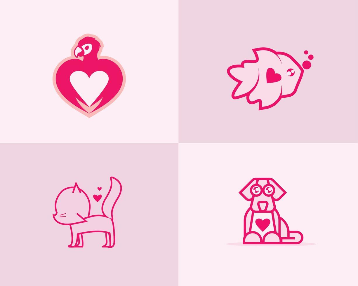 collezione di logo di animali domestici. vettore di icone dell'animale domestico.