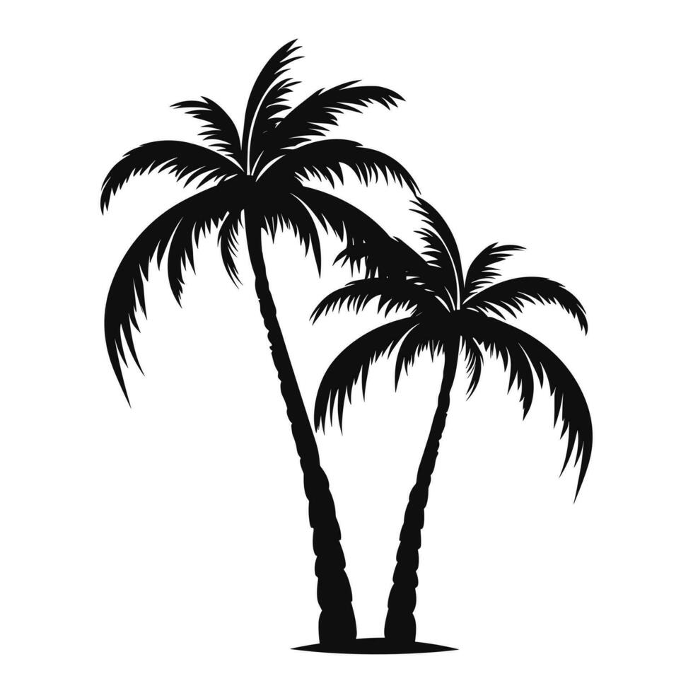 palma alberi vettore isolato su un' bianca sfondo, tropicale palma alberi silhouette