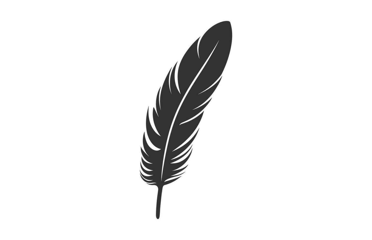 un' piuma nero silhouette isolato vettore, uccello piuma clipart su un' bianca sfondo vettore