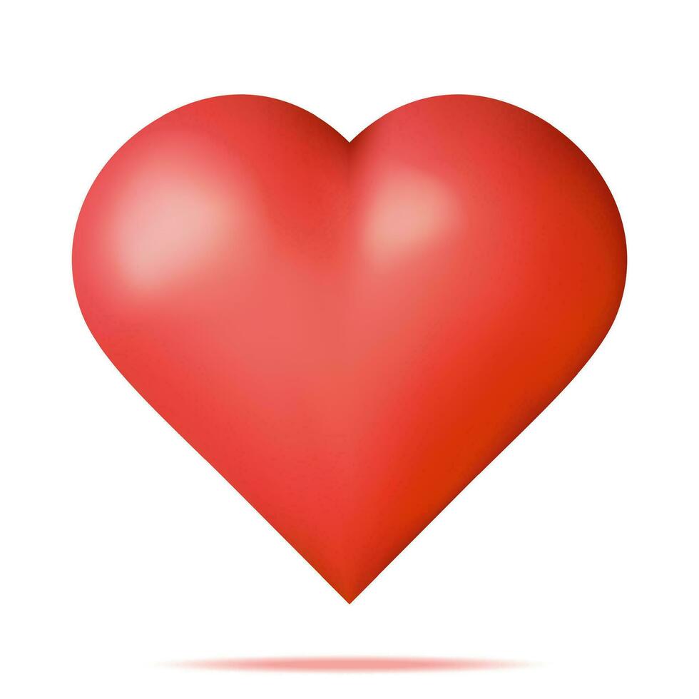3d rosso cuore isolato su bianca. cuore forma icona amore simbolo. romanza, passione, nozze, San Valentino giorno celebrazione decorazione. realistico vettore illustrazione