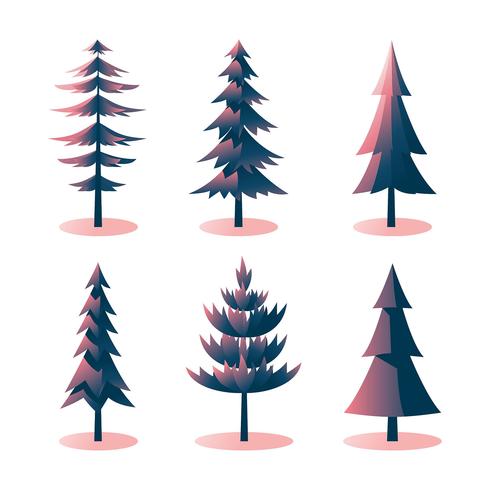 Insieme di clipart degli alberi di pino vettore