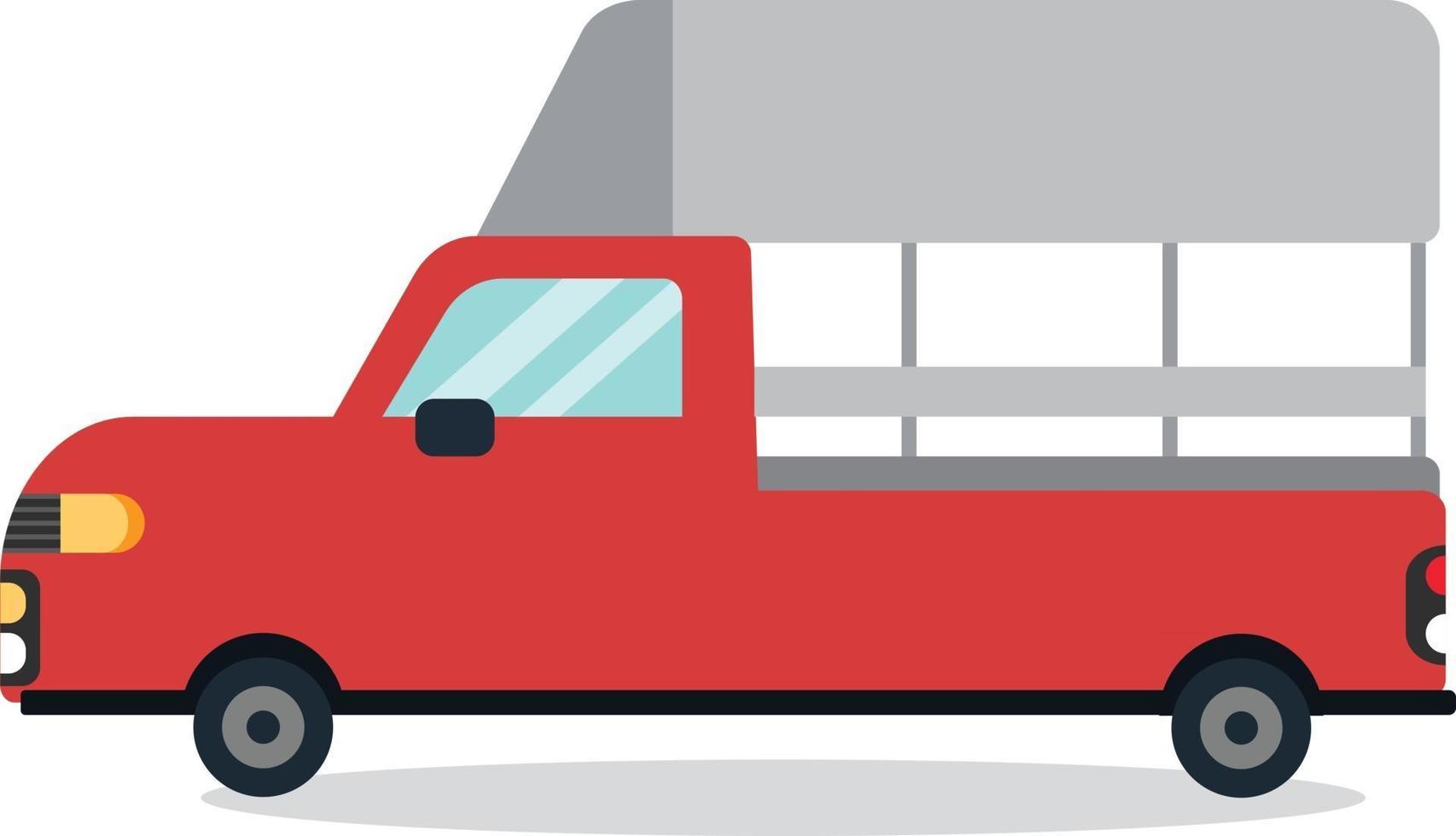 design piatto thai mini camion rosso cartone animato minimal con sfondo bianco vettore.camion rosso design piatto.thai vettore