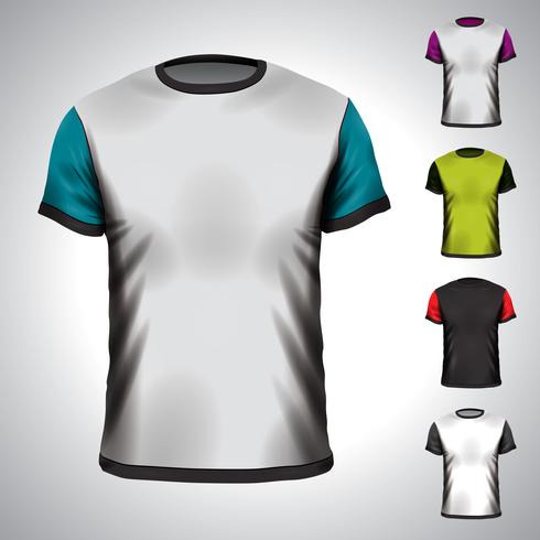 Modello di disegno vettoriale t-shirt in vari colori.