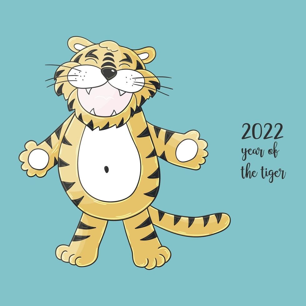 tigre in mano disegnare lo stile. simbolo del 2022. collezione capodanno 2022 vettore