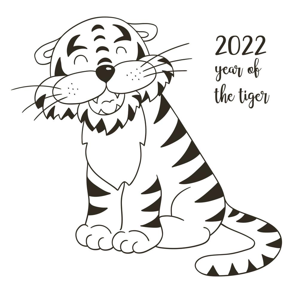 tigre in mano disegnare lo stile. simbolo del 2022. capodanno 2022 vettore