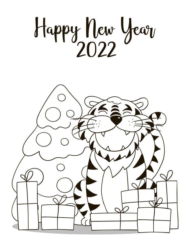 tigre in mano disegnare lo stile. simbolo del 2022. capodanno 2022 vettore