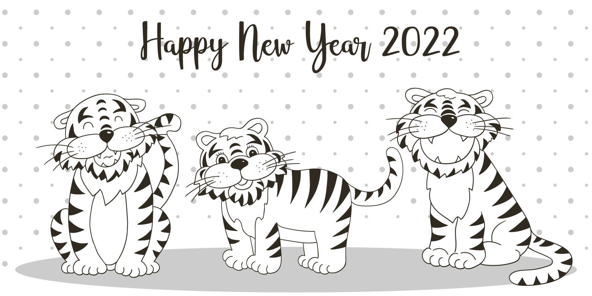 tigre in mano disegnare lo stile. simbolo del 2022. capodanno 2022 vettore