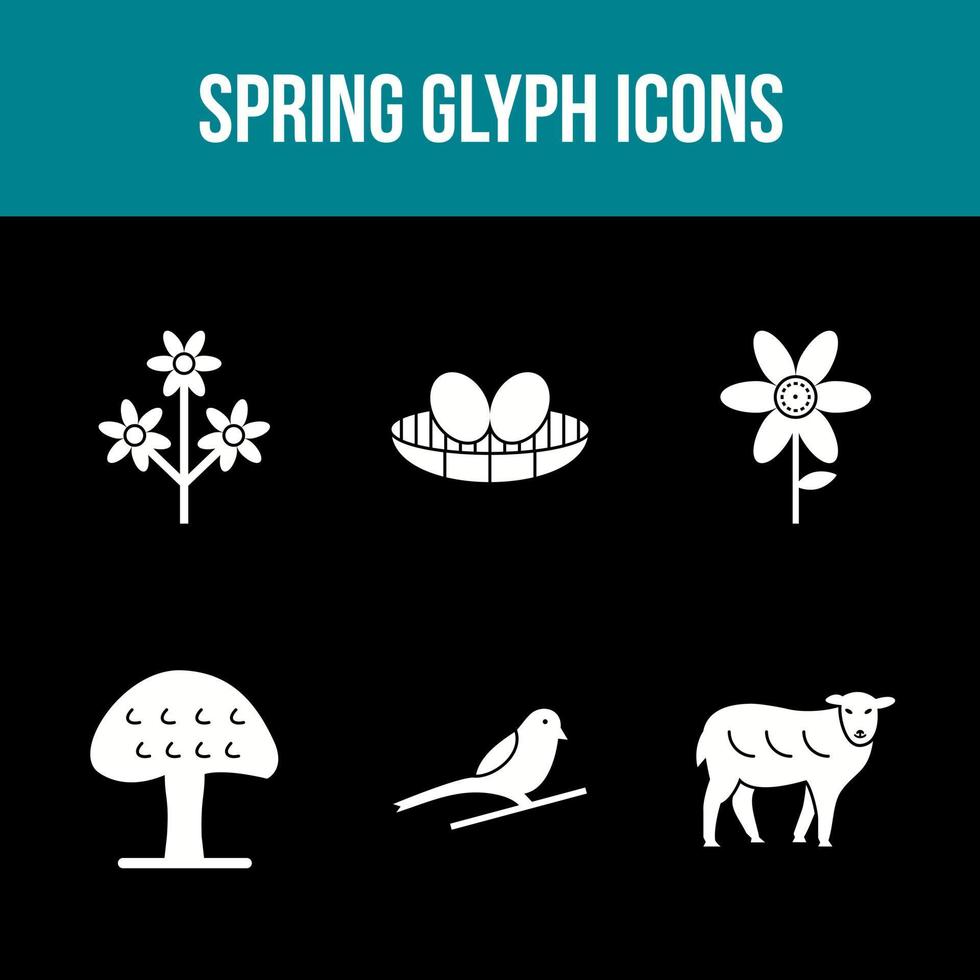 set di icone vettoriali glifo primavera