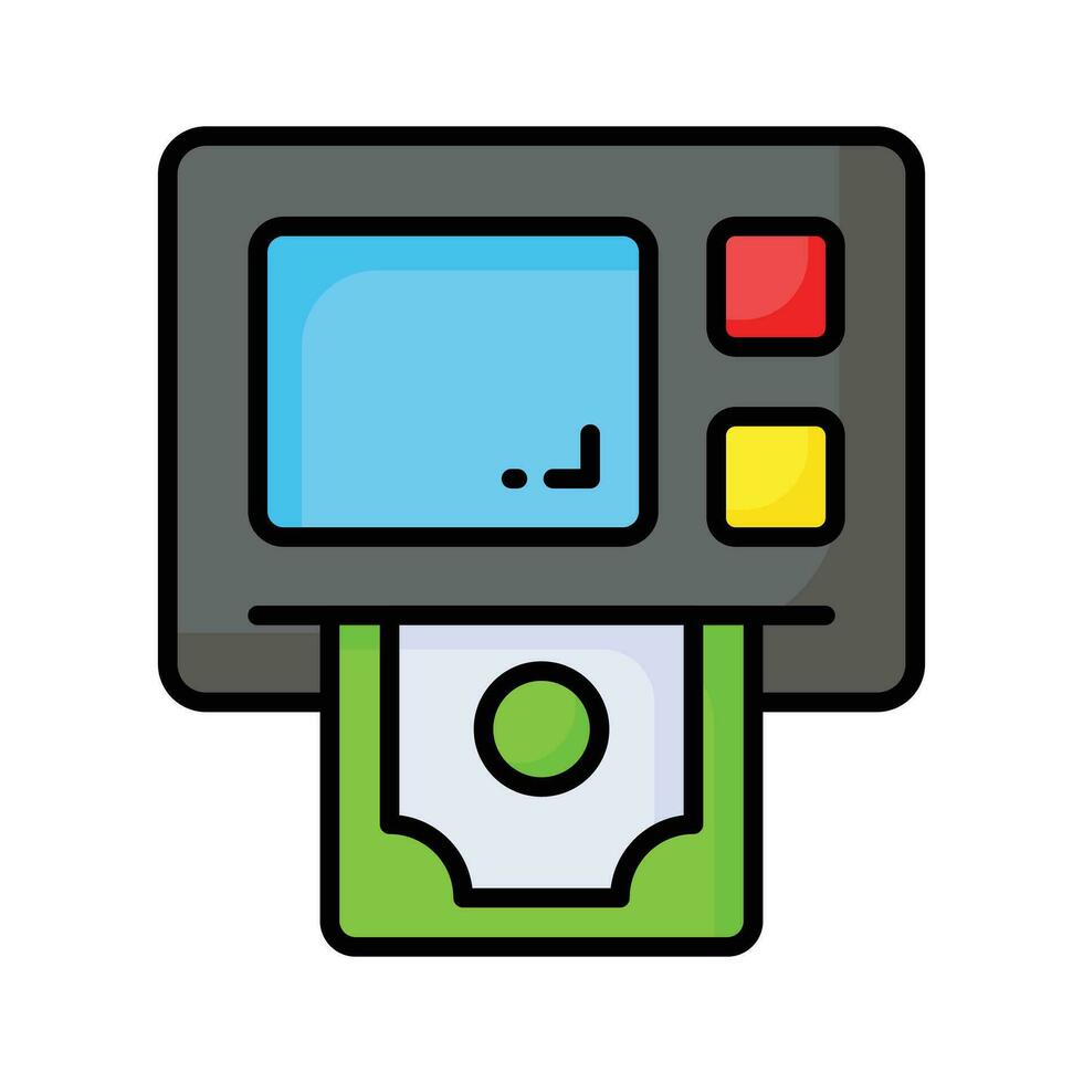 il ATM icona rappresenta un' macchina quello dispensa denaro contante e consente i clienti per eseguire bancario transazioni. moderno icona di ATM macchina vettore