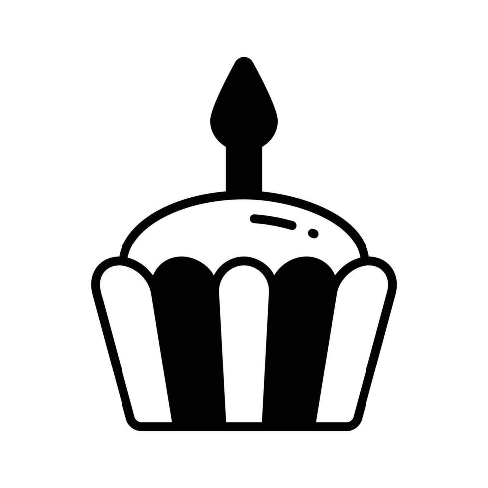 afferrare Questo accuratamente artigianale icona di cupcake, piccolo Cupcake con candela su esso, compleanno torta vettore design