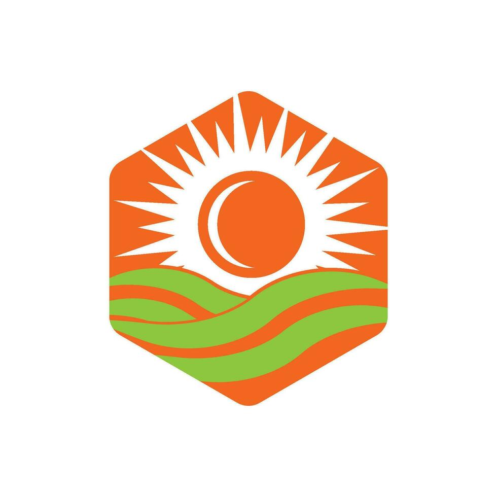vettore icona logo modello sole sopra l'orizzonte
