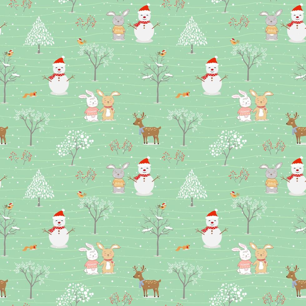 motivo natalizio senza cuciture con simpatici animali felici in inverno per decorazioni, prodotti per bambini, tessuti, tessuti o tutte le stampe vettore