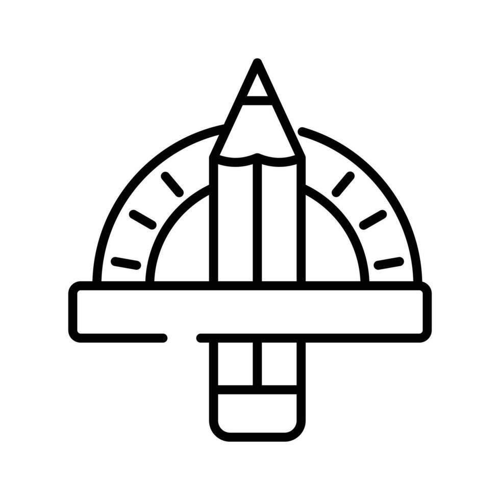 dai un'occhiata Questo accuratamente artigianale icona di Stazionario, goniometro con matita vettore design