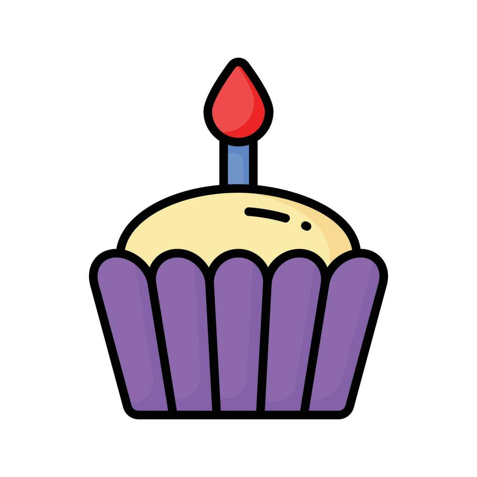 afferrare Questo accuratamente artigianale icona di cupcake, piccolo Cupcake con candela su esso, compleanno torta vettore design