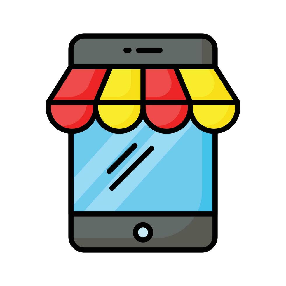 mobile memorizzare vettore disegno, in linea shopping concetto vettore