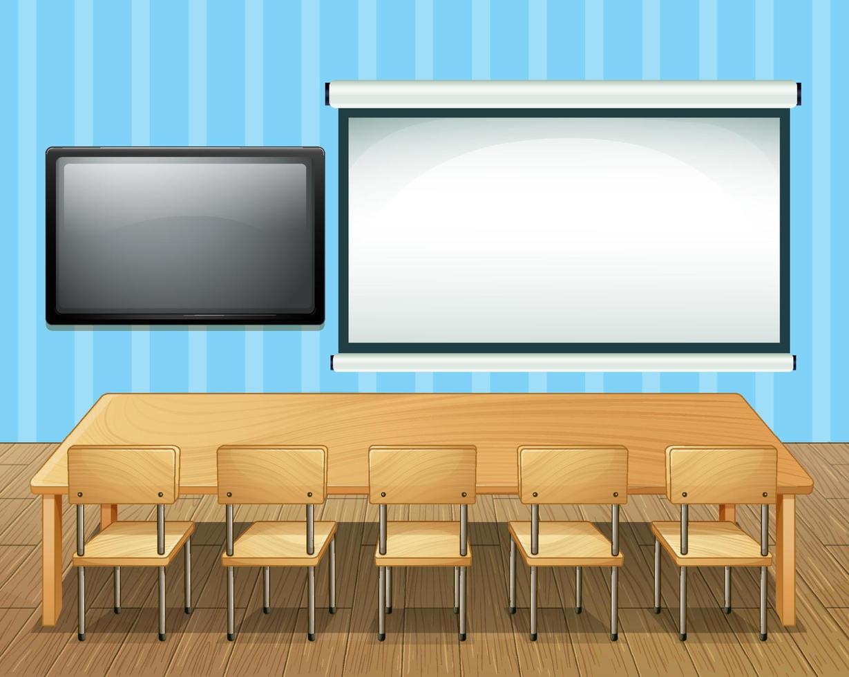 interior design in classe con mobili e decorazioni vettore