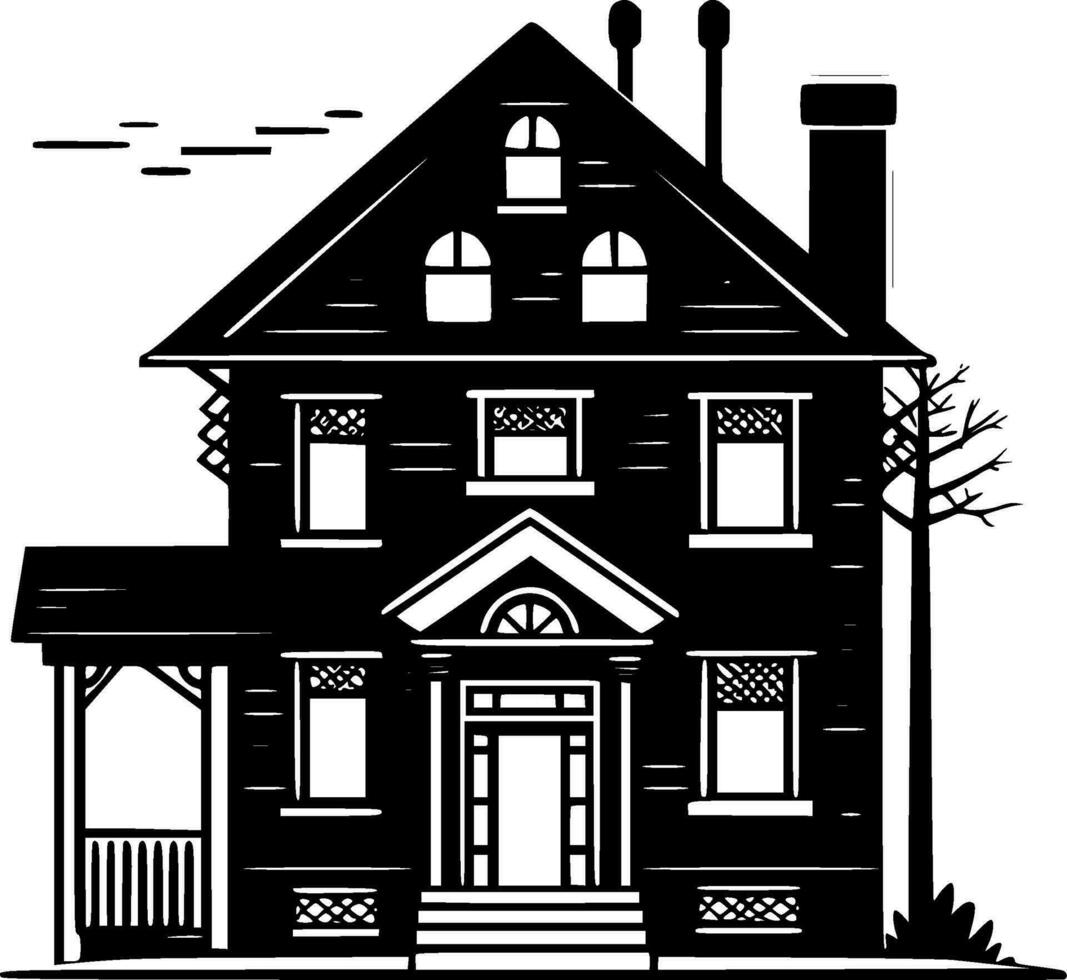 Casa - nero e bianca isolato icona - vettore illustrazione