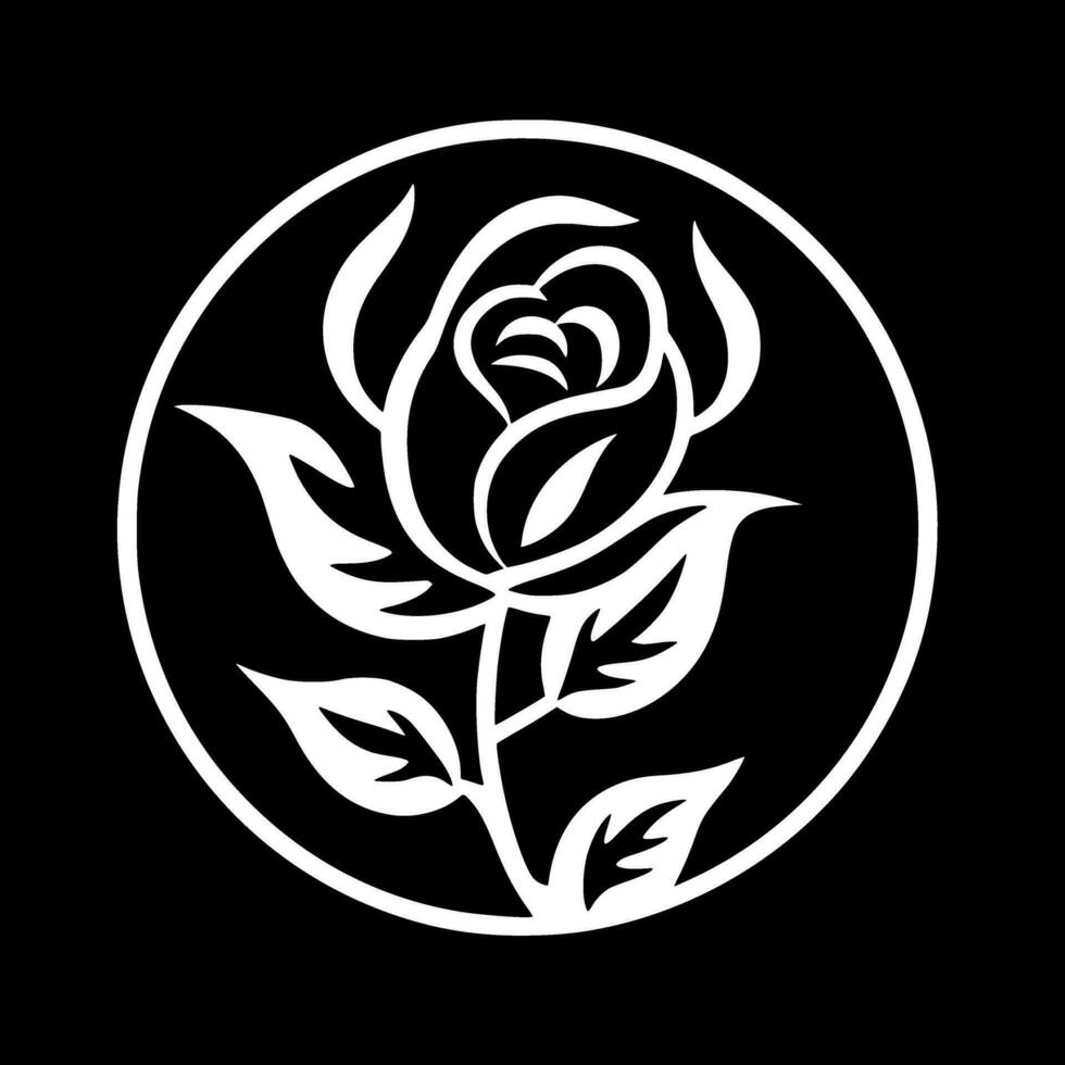 fiore - nero e bianca isolato icona - vettore illustrazione