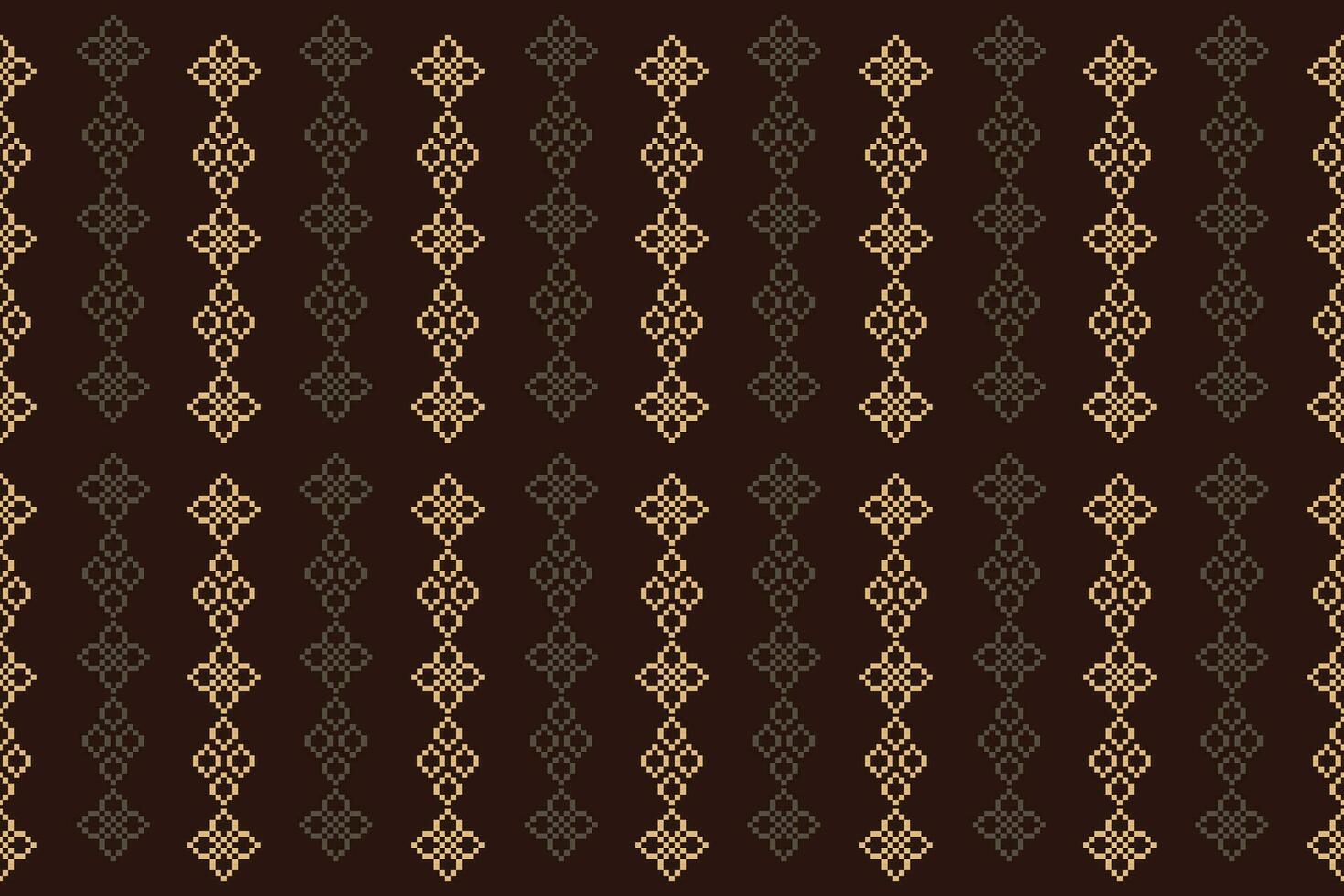 etnico geometrico tessuto modello attraversare punto.ikat ricamo etnico orientale pixel modello Marrone sfondo. astratto, vettore, illustrazione. trama, abbigliamento, sciarpa, decorazione, tappeto, seta sfondo. vettore