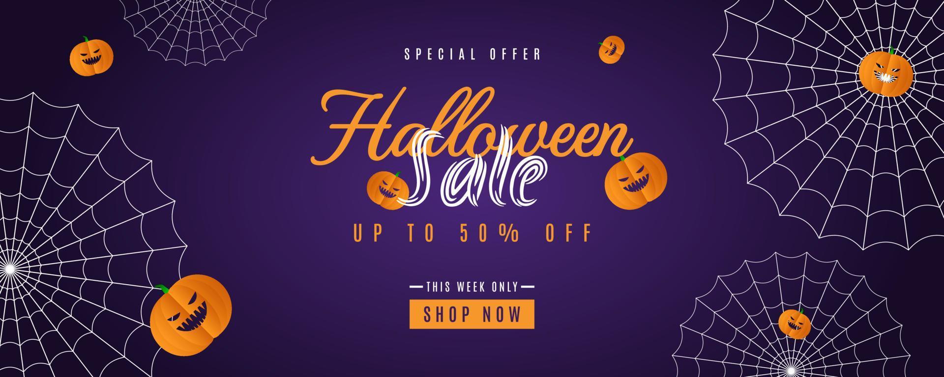 sfondo di vendita di halloween di colore sfumato viola vettore