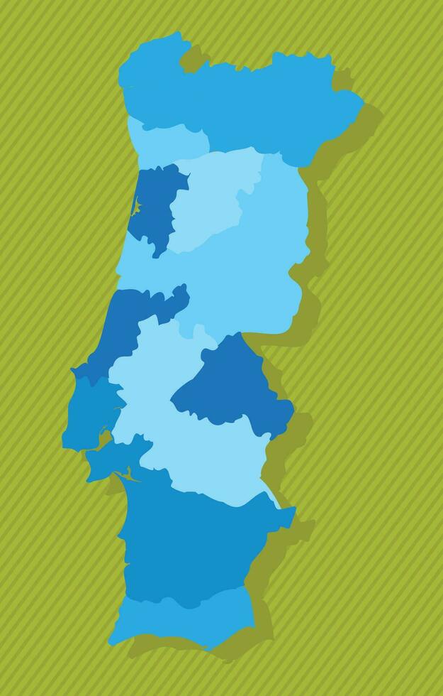 Portogallo carta geografica con regioni blu politico carta geografica verde sfondo vettore illustrazione