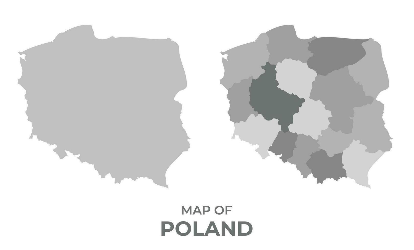 in scala di grigi vettore carta geografica di Polonia con regioni e semplice piatto illustrazione