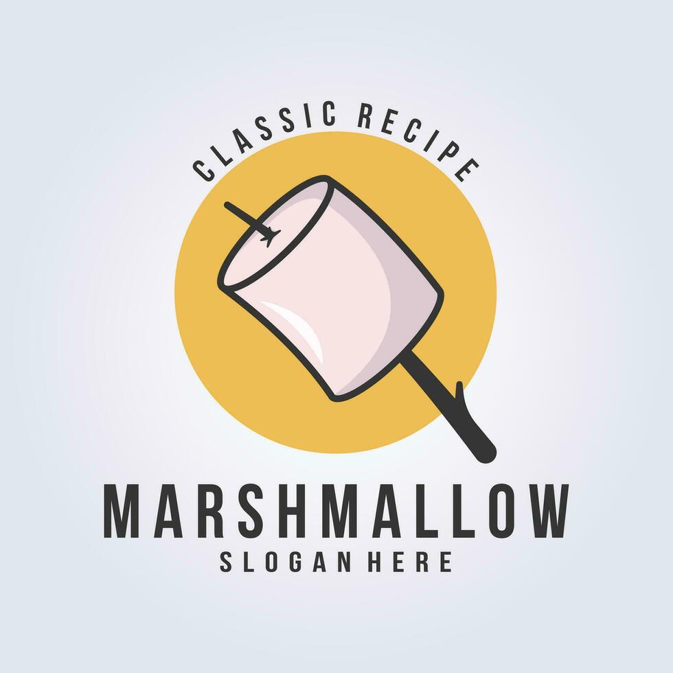 marshmallow per campeggio logo vettore illustrazione disegno, semplice schema lineare modello design