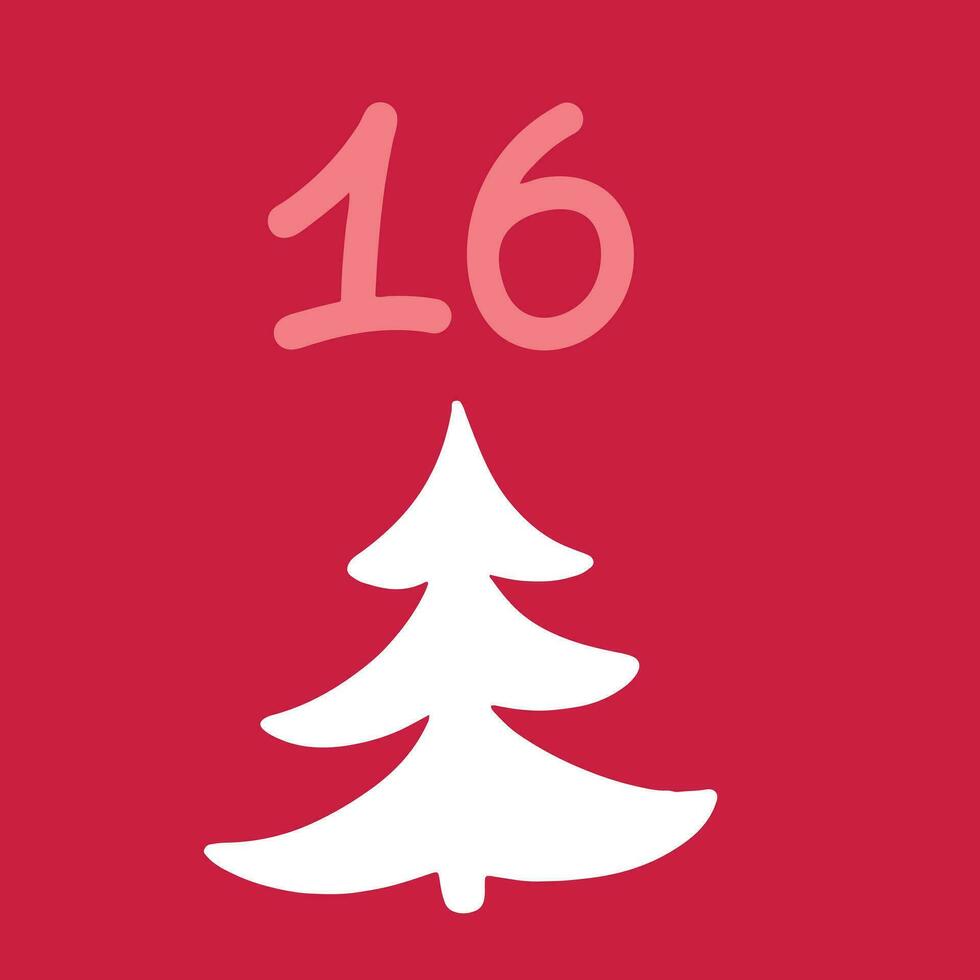 bianca Natale albero su rosa sfondo. Natale Avvento calendario nel il stile di minimalismo, piatto posizione. giorno 16 vettore