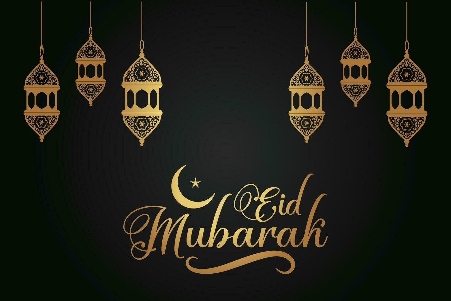 eid mubarak saluto carta con oro e nero sfondo vettore